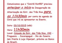 03/10 às 11:30hs Inauguração da Arborização da Estr. dos Três Rios