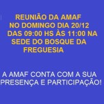 Próxima reunião da AMAF no dia 20/12 das 9:00 hs às 11:00 hs na sede do Bosque