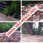Continua, desde fevereiro, o grave problema da grade rompida na Gabinal! Perigo de acidente e acúmulo de lixo.