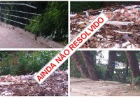 Continua, desde fevereiro, o grave problema da grade rompida na Gabinal! Perigo de acidente e acúmulo de lixo.