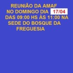 Próxima reunião da AMAF no dia 17/04 das 9:00 hs às 11:00 hs na sede do Bosque