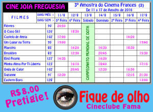 CineJoia_3ª Mostra Cinema Frances de 11 a 17-08 - Sessões e Horários 