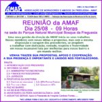 Reunião da AMAF no próximo domingo 25 de agosto.