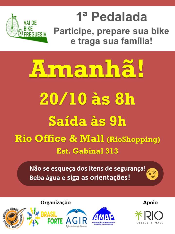 1ª PEDALADA POR CICLOVIAS- É AMANHÃ