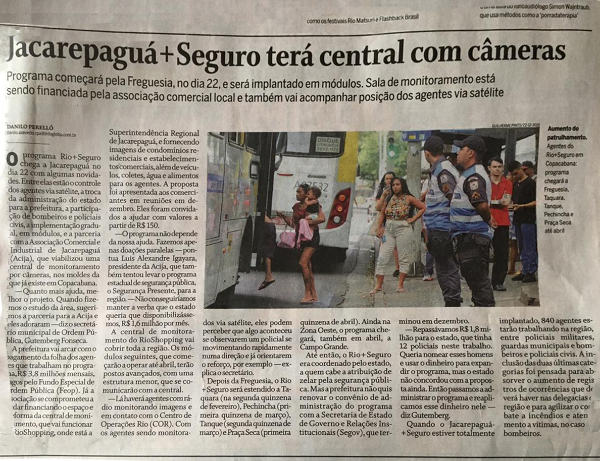 SEGURANÇA: Prefeitura implanta na Freguesia e outros bairros de Jacarepaguá o projeto RIO + SEGURO